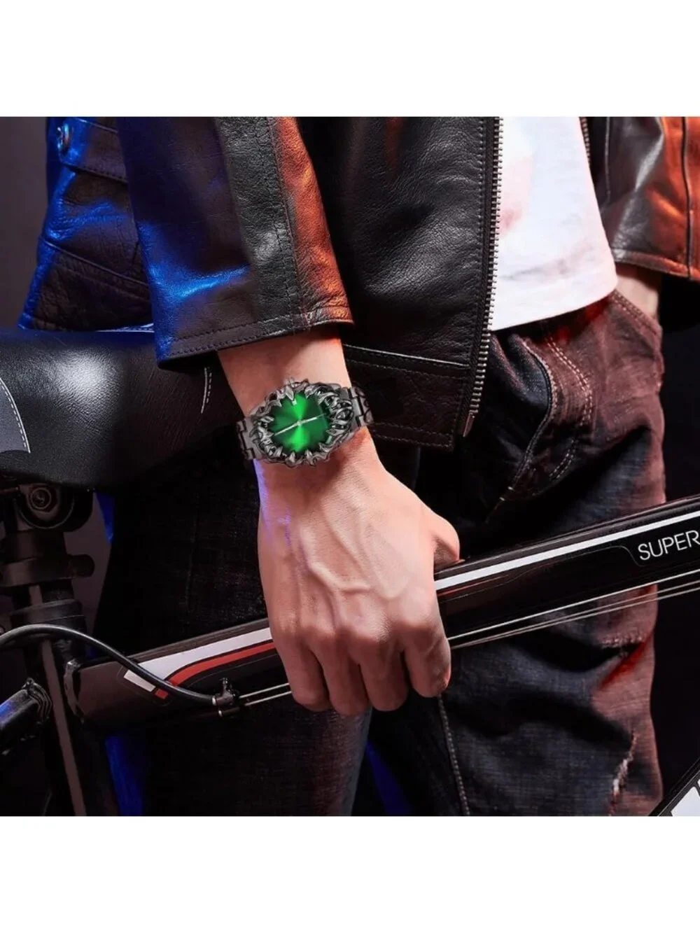 Men's Green Quartz Gothic Claw Unique Stainless Steel Luminous Waterproof Watch